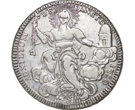 ﾊﾞﾁｶﾝ教皇領 (Papal States) / ﾋﾟｳｽ6世＜聖者座像＞ 1ｽｸｰﾄﾞ銀貨 1780年 KM1216.1 / 普 / Pius VI Holy Mother Church 1 Scudo Silver / F / 26.42g /