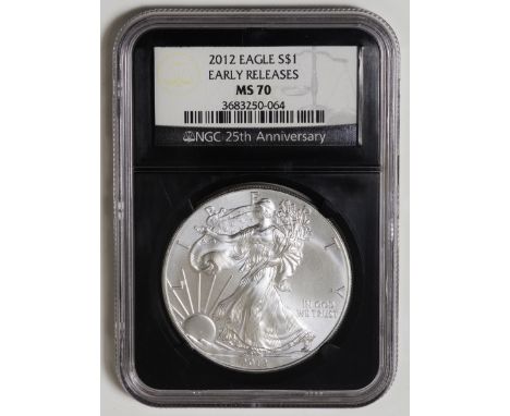ｱﾒﾘｶ合衆国 (United States) / ｲｰｸﾞﾙ 1ﾄﾞﾙ銀貨 2012年 KM273 / 完全未使用 / American Eagle 1 Dollar Silver / BU / NGC MS70 / 31.10g / 40.60m