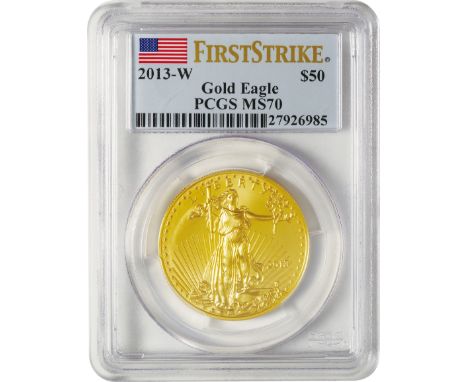 ｱﾒﾘｶ合衆国 (United States) / ｲｰｸﾞﾙ図 50ﾄﾞﾙ(1ｵﾝｽ)金貨 2013年(W) KM219 / 完全未使用 / American Eagle 50 Dollars (1oz) Gold / BU / PCGS MS70