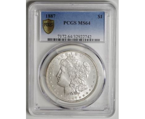 ｱﾒﾘｶ合衆国 (United States) / 女神頭像 ﾓﾙｶﾞﾝﾀｲﾌﾟ 1ﾄﾞﾙ銀貨 1887年 KM110 / 未使用 / Morgan Dollar Silver / UNC / PCGS MS64 / 26.73g / 38.00mm