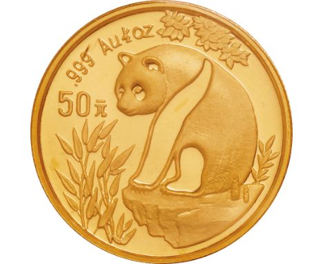 中国 (China) / ﾊﾟﾝﾀﾞ図 50元(1/2ｵﾝｽ)金貨 1993年 KMA614 / 未使用 / Panda 50 Yuan (1/2oz) Gold / UNC / 15.55g / 27.00mm / .999