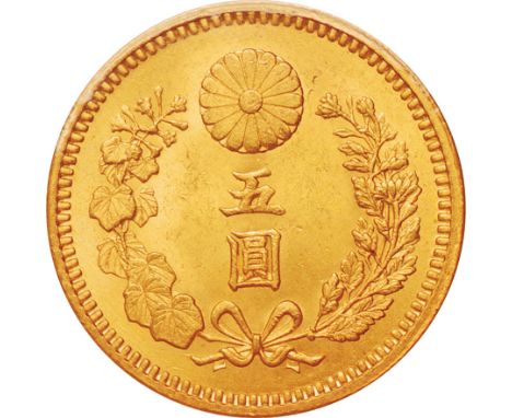 日本 (Japan) / 新5円金貨 明治30年(1897年) JNDA-近8 / 未使用 / New type 5 Yen Gold JNDA01-8 / UNC / 4.17g / 16.96mm / .900