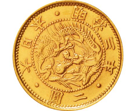日本 (Japan) / 旧2円金貨 明治3年(1870年) JNDA-近4 / 極美 / Old type 2 Yen Gold JNDA01-4 / EF / 3.33g / 17.48mm / .900