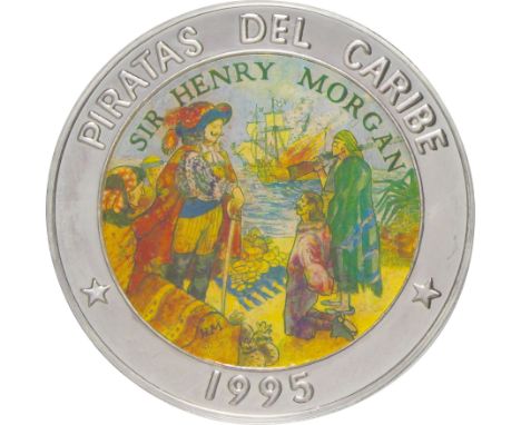 ｷｭｰﾊﾞ (Cuba) / ｶﾘﾌﾞの海賊＜ﾍﾝﾘｰ･ﾓﾙｶﾞﾝ卿＞ 50ﾍﾟｿｶﾗｰ銀貨 1995年 KM485 / ﾌﾟﾙｰﾌ / Piratas del Caribe ＜Sir Henry Morgan＞ 50 Pesos Colorized