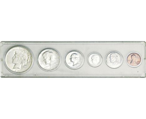 ｱﾒﾘｶ合衆国 (United States) / 通常貨銀･銅6種揃ｾｯﾄ 1922～1975年 / 極美～未使用 / Silver and Copper 6-Coin Set / EF～UNC / 硬質ﾌﾟﾗｽﾁｯｸｹｰｽ入