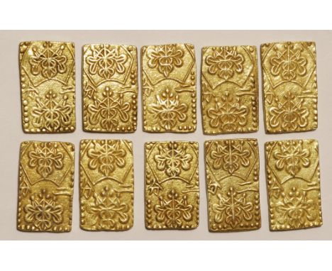 日本 (Japan) / 明治二分判金(止め分) 10枚揃 JNDA-古20A 鋳造期間 明治元年～明治2年(1868～1869年) / 極美/未 / Meiji 2 Bu-Ban-Kin Gold (Tome-bu) 10-Pieces JNDA0