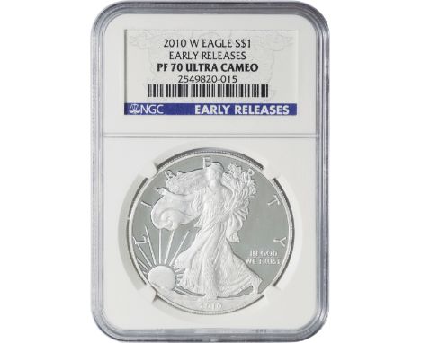ｱﾒﾘｶ合衆国 (United States) / ｲｰｸﾞﾙ 1ﾄﾞﾙ銀貨 2010年(W) KM273 / ﾌﾟﾙｰﾌ / American Eagle 1 Dollar Silver Proof / NGC PF70 ULTRA CAMEO /