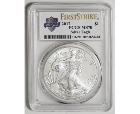 ｱﾒﾘｶ合衆国 (United States) / ｲｰｸﾞﾙ 1ﾄﾞﾙ銀貨 2017年 KM273 / 完全未使用 / American Eagle 1 Dollar Silver / BU / PCGS MS70 FIRST STRIKE / 3