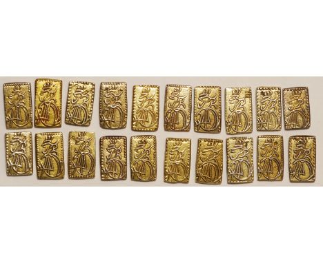 日本 (Japan) / 天保二朱判金(古二朱) 20枚揃 JNDA-古32 鋳造期間 天保3年～安政5年(1832～1858年) / 美/極美 / Tempo 2 Shu-Ban-Kin (Ko 2 shu) Gold 20-Pieces JNDA