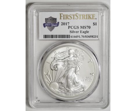 ｱﾒﾘｶ合衆国 (United States) / ｲｰｸﾞﾙ 1ﾄﾞﾙ銀貨 2017年 KM273 / 完全未使用 / American Eagle 1 Dollar Silver / BU / PCGS MS70 FIRST STRIKE / 3