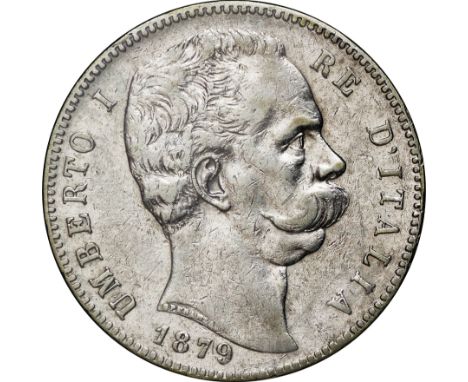 ｲﾀﾘｱ (Italy) / ｳﾝﾍﾞﾙﾄ1世像 5ﾘﾚ銀貨 1879年(R) KM20 / 普/美 / Umbelt I 5 Lire Silver / F/VF / 25.00g / 約37.00mm / .900