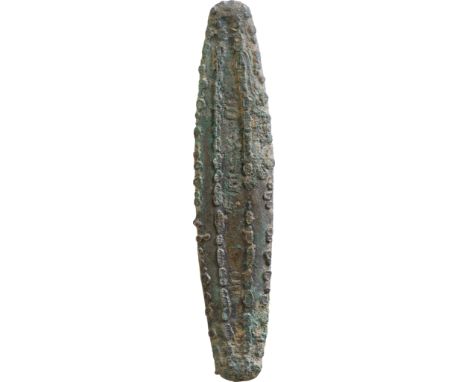 ｼｬﾑ(ﾀｲ) (Siam(Thailand)) / 虎の舌状丁銀 6ﾃｨｶﾙ貨 / 普 / Tongue Money Silver / F / 変色あり 表面にざらざらした突起物が並列しているため、一見虎の舌のように見受けられるのが特徴の丁銀です。