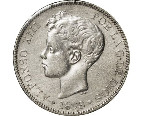 ｽﾍﾟｲﾝ (Spain) / ｱﾙﾌｫﾝｿ13世 幼年像 5ﾍﾟｾﾀ銀貨 1898年 KM707 / 美 / Alfonso XIII Child Head left 5 Pesetas Silver / VF / 25.00g / 37.40mm
