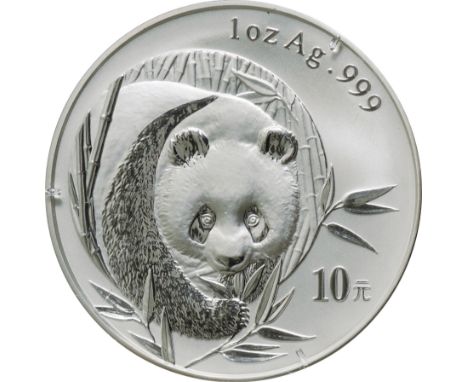 中国 (China) / ﾊﾟﾝﾀﾞ図 10元銀貨 2003年 KM1466 / 未使用 / Panda 10 Yuan Silver / UNC / 31.10g / 40.00mm / .999