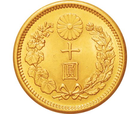 日本 (Japan) / 新10円金貨 明治41年(1908年) JNDA-近7 / 極美/未 / New type 10 Yen Gold JNDA01-7 / AU / 8.33g / 21.21mm / .900
