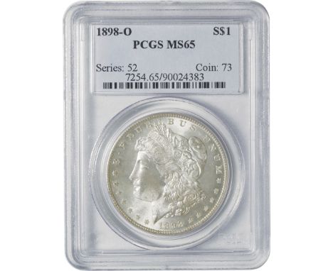 ｱﾒﾘｶ合衆国 (United States) / 女神頭像 ﾓﾙｶﾞﾝﾀｲﾌﾟ 1ﾄﾞﾙ銀貨 1898年(O) KM110 / 未使用 / Morgan Dollar Silver / UNC / PCGS MS65 / 26.73g / 38.0