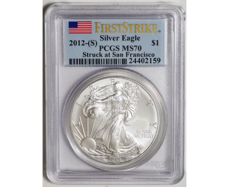 ｱﾒﾘｶ合衆国 (United States) / ｲｰｸﾞﾙ 1ﾄﾞﾙ銀貨 2012年(S) KM273 / 完全未使用 / American Eagle 1 Dollar Silver / BU / PCGS MS70 FIRST STRIKE 