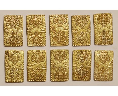 日本 (Japan) / 明治二分判金(止め分) 10枚揃 JNDA-古20A 鋳造期間 明治元年～明治2年(1868～1869年) / 極美/未 / Meiji 2 Bu-Ban-Kin Gold (Tome-bu) 10-Pieces JNDA0