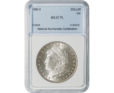 ｱﾒﾘｶ合衆国 (United States) / 女神頭像 ﾓﾙｶﾞﾝﾀｲﾌﾟ 1ﾄﾞﾙ銀貨 1880年(S) KM110 / 未使用 / Morgan Dollar Silver / UNC / NNC MS67PL / 26.73g / 38.