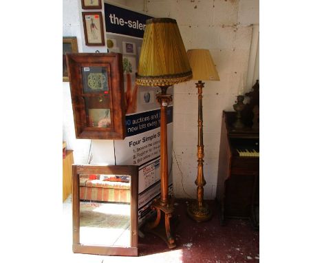 Good quality walnut French style standard lamp with shade