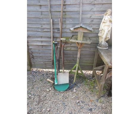 Bird table & garden tools