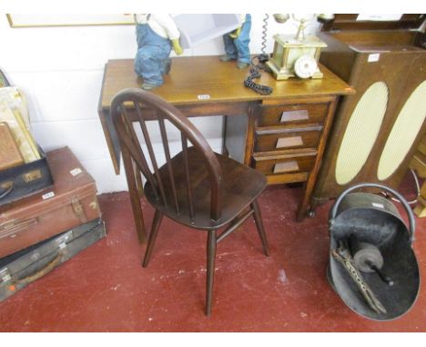 Oak desk with stick back chair