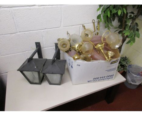 Collection of light fittings, shades etc