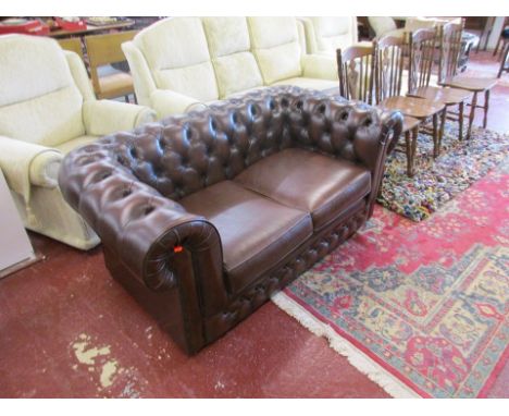 2 seater button-back leather Chesterfield by Thomas Lloyd