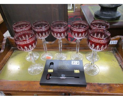 Wine thermometer & set of 7 coloured wine glasses