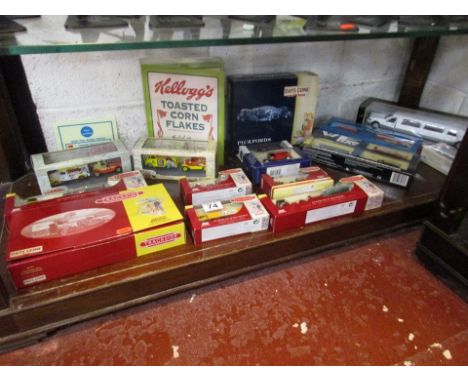 Collection of die cast cars etc - whole shelf