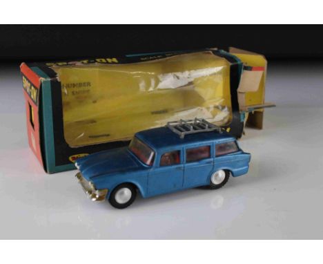 Boxed Triang Spot On 306 Humber Super Snipe diecast model in blue with red interior, diecast gd with signs of age, box showin