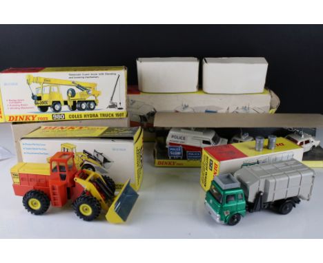 Four boxed Dinky diecast models to include 973 Eaton Yale Articulated Tractor Shovel, 980 Coles Hydra Truck Set, 978 Refuse W