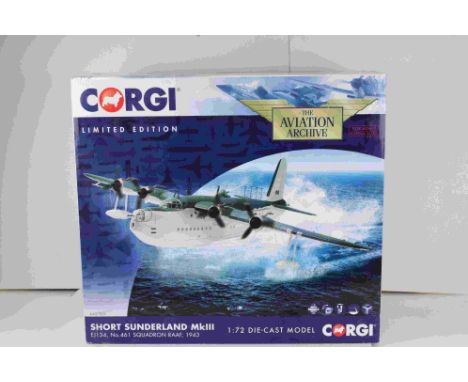 Boxed ltd edn 1:72 AA27501 Corgi The Aviation Archive Short Sunderland MkIII diecast model, box in gd condition with edgewear