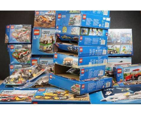 34 x Boxed Lego City sets to include 7236 Police Car, 3 X 60053 Race Car, 4641 Speed Boat, 2 x 3180 Tank Truck, 4435 Car and 