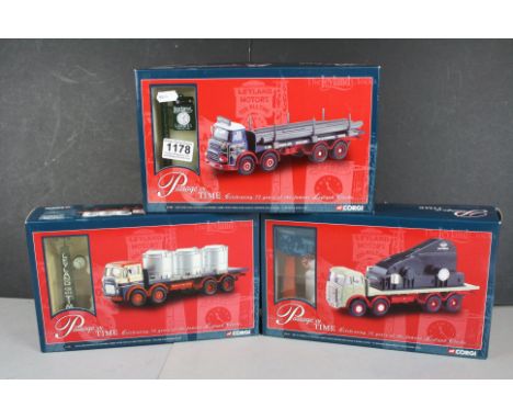 Three boxed Corgi 1:50 Passage of Time Models to include 23702 Layland (LAD) Octopus Platform Lorry With Steel Bar Load &amp;