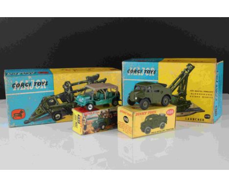 Four boxed military diecast models to include 2 x Corgi Major (1116 Launcher &amp; 1117 Loading Trolley) and 2 x Dinky (688 F