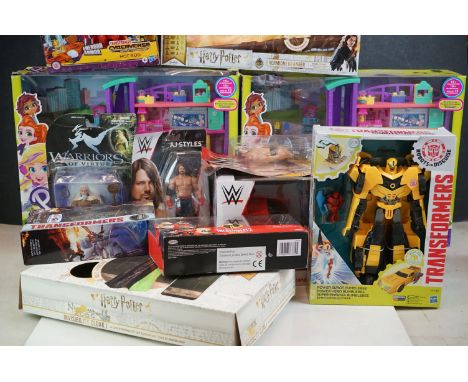 12 x Boxed and carded contemporary toys and figures to include 2 x Mattel Polly Pocket Pollyville Mega Mall, Bluebird Masters