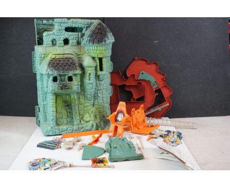 Masters of The Universe - Boxed Mattel He Man Castle Grayskull play set play worn, near complete, gd overall, fair box 