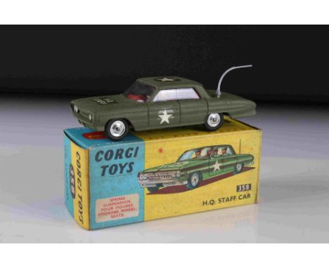 Boxed Corgi 358 HQ Staff Car diecast model, some discolouring to diecast but no paint loss, decals excellent, box is vg but g