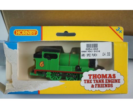 Group of Hornby Thomas the Tank Engine items to include boxed R9004 Percy the small engine clockwork (damaged box), 2 x Thoma