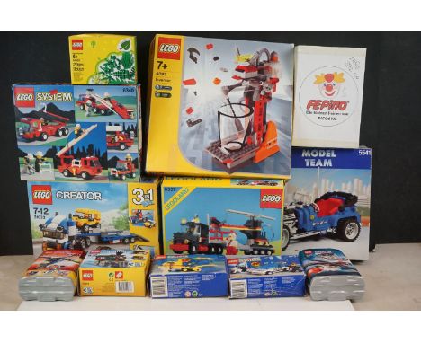 12 x Boxed Lego sets to include 6357 Stunt 'Copter and Truck, 31015 Emerald Express, 6340 Hook and Ladder, 6649 Street Sweepe