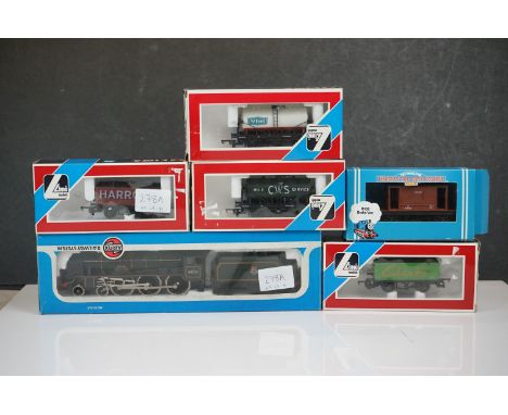 Boxed Airfix OO gauge 54121-3 Royal Scot BR Livery locomotive plus 5 x boxed items of rolling stock (4 x Lime &amp; Hornby Th
