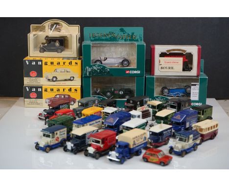 Group of boxed and unboxed diecast models to include 3 x Corgi Legends of Speed, 2 x Vanguards etc 