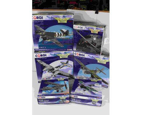 6x Boxed ltd edn Corgi Aviation Archive 1:72 AA28601 Bristol Beaufighter TF.X NE829/PL-J, RAF No.144 Squadron, Banff Strike W