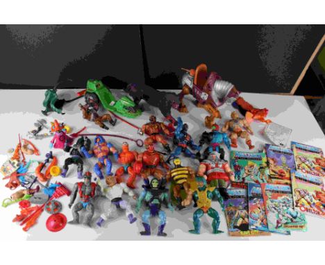 Masters of The Universe - Around 17 original Mattel figures and vehicles to include Panthor, Merman, Buzz Off, Skeletor, Beas