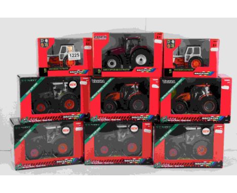 Nine boxed 1:32 Britains diecast tractor models to include 4 x 43177 Fendt 828 Vario, 3 x 43273 Valtra Orange 7254, 2 X 43154