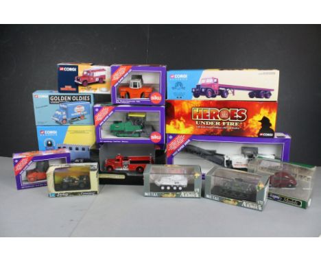 14 x diecast models to include 7 x Corgi (Golden Oldies, Fire, Classic), 4 x Siko (Construction), 2 x Armour Collection, 1 x 