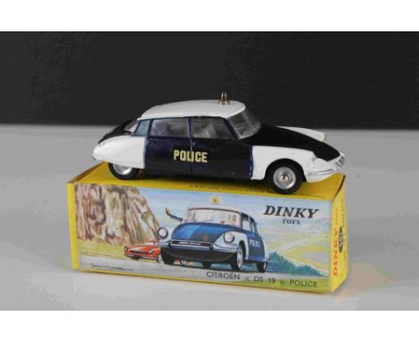 Boxed French Dinky 501 Citroen DS 19 Police diecast model, diecast and decals vg, gd box 