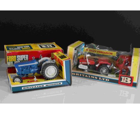 Two boxed Britains diecast farming models to include 9529 Massey Ferguson Tractor in red and 9527 Super Major 5000 Diesel Tra
