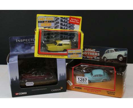 Three boxed TV related diecast models to include Corgi Inspector Morse 01806, Some Mothers Do Ave 'Em Morris Minor and Lledo 
